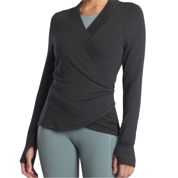 Athleta Sweaters - Athleta Poise Dance Wrap Black Versitile Closet Staple Workout Size L